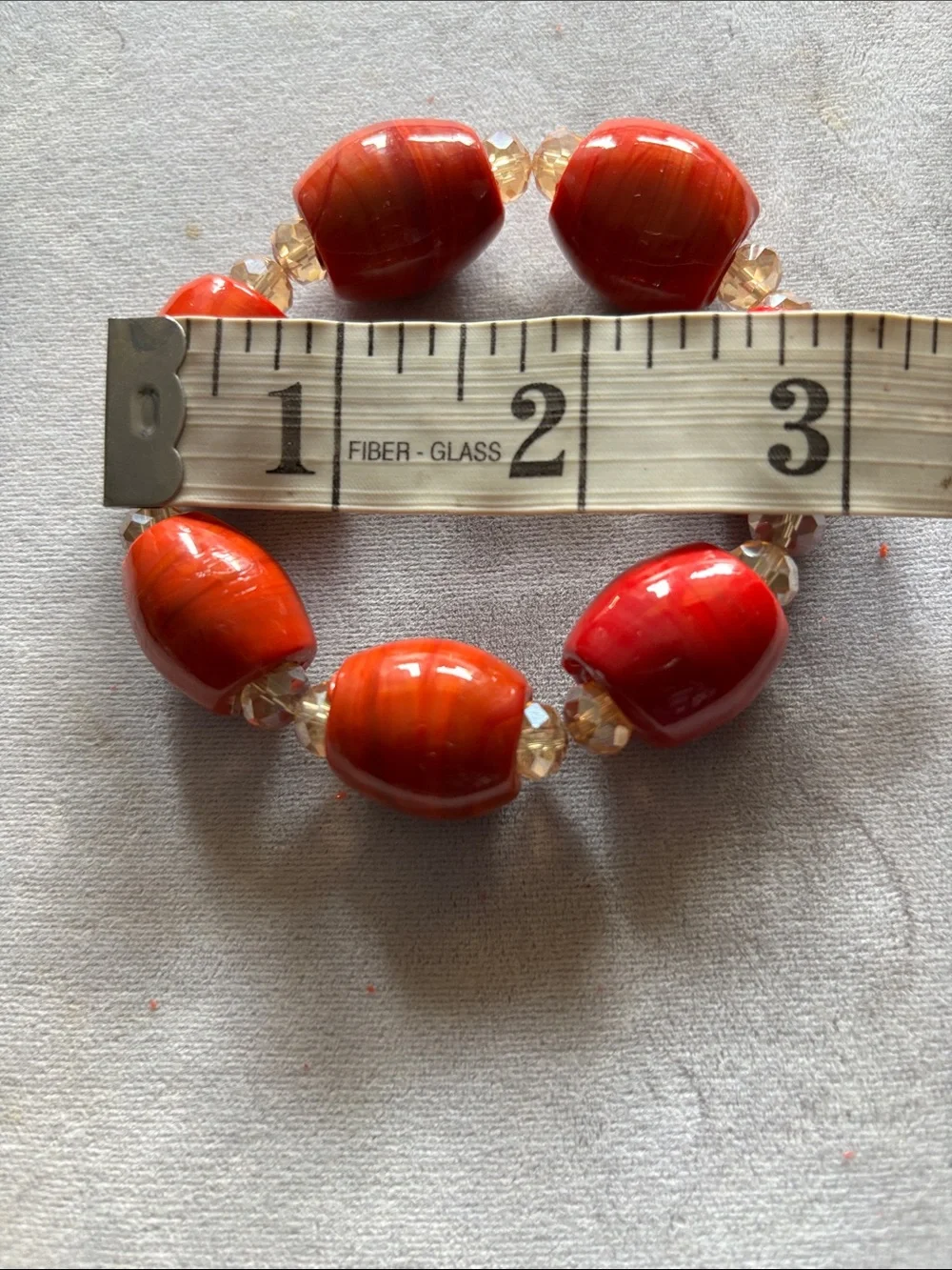 Vibrant Red Beaded Stretch Bracelet with Faceted Accents